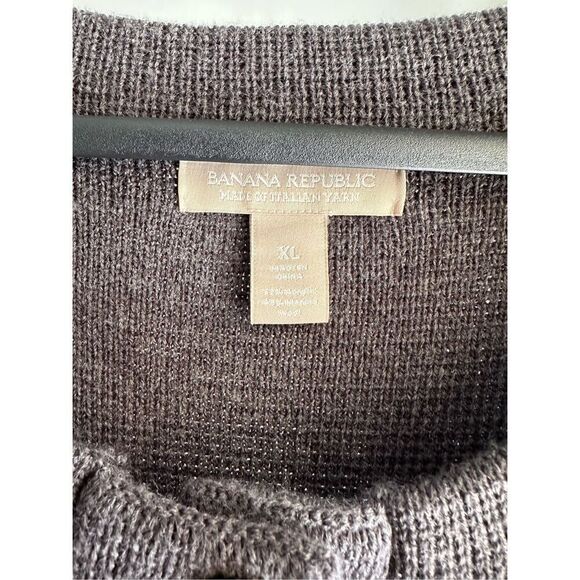 BANANA REPUBLIC Italian Yarn Button Down Merino Wool Blend Gray Cardigan Sweater - Picture 5 of 5